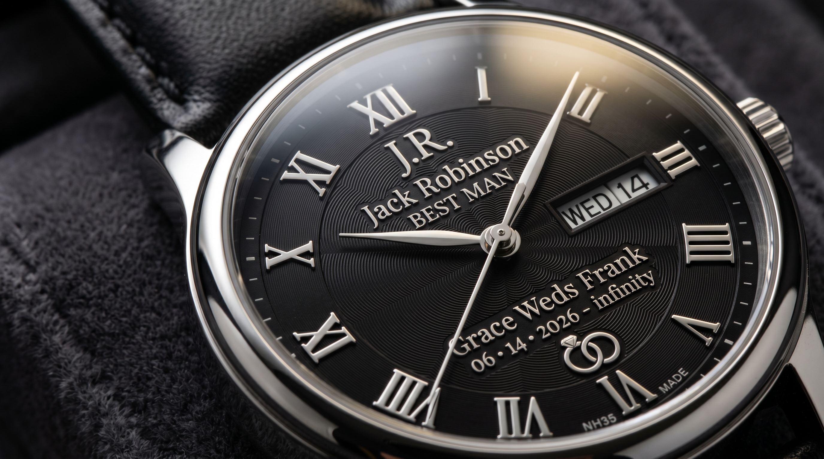The Gentleman's Vow — Custom Black Groomsmen Watch Dial