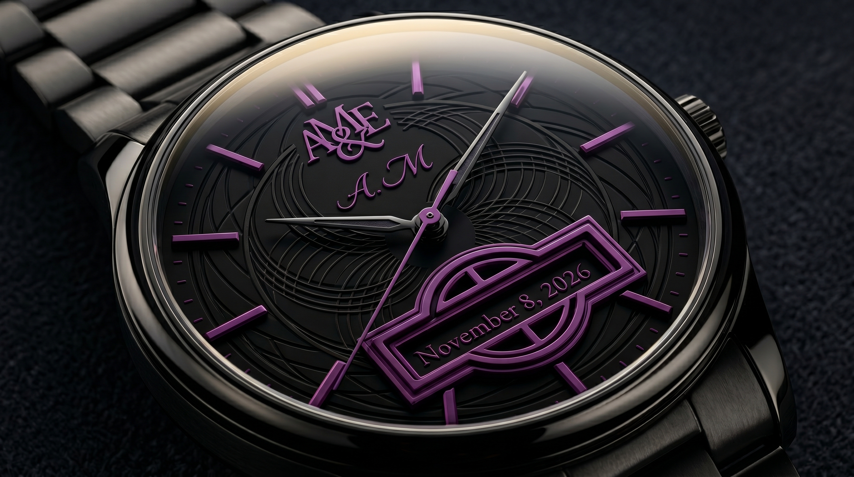 The Eternal Witness — Luxury Black Groom's Custom Watch Dial