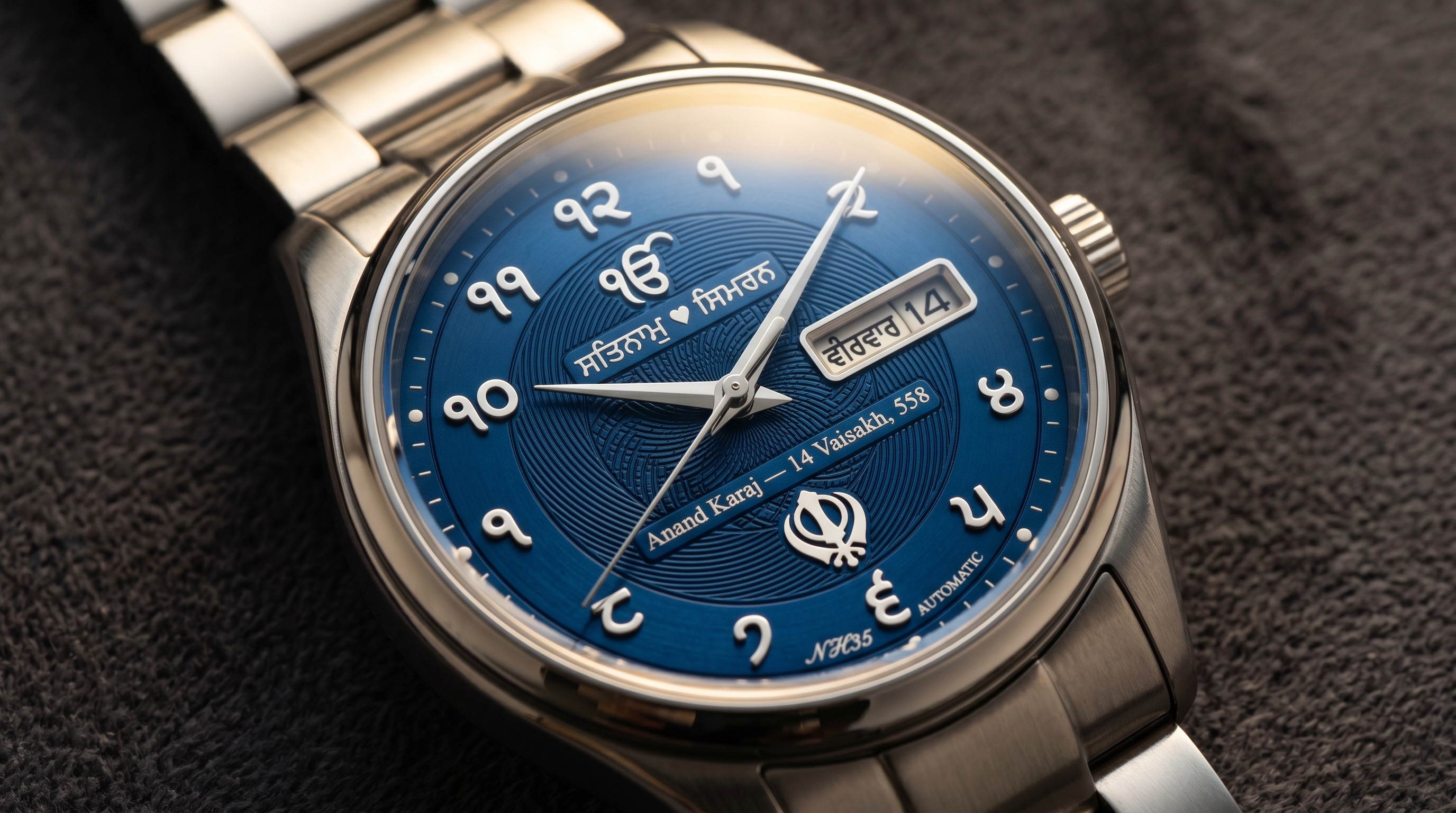 The Anand Sahib — Deep Blue Sikh Wedding Custom Watch Dial