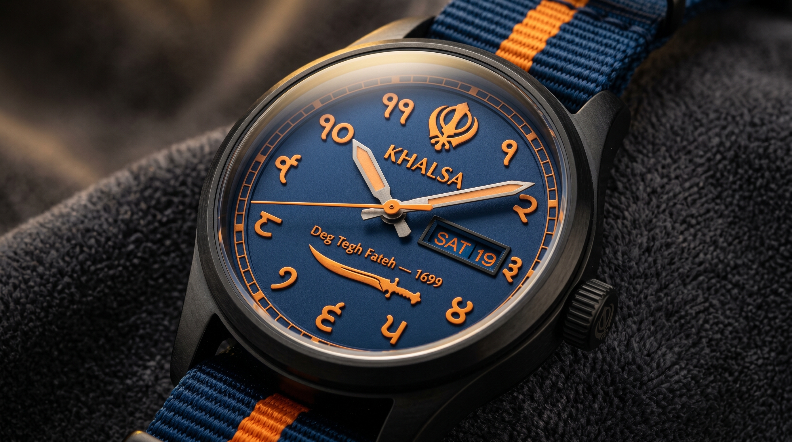 The Warrior's Resolve — Deep Blue Khalsa Military Heritage Watch Dial
