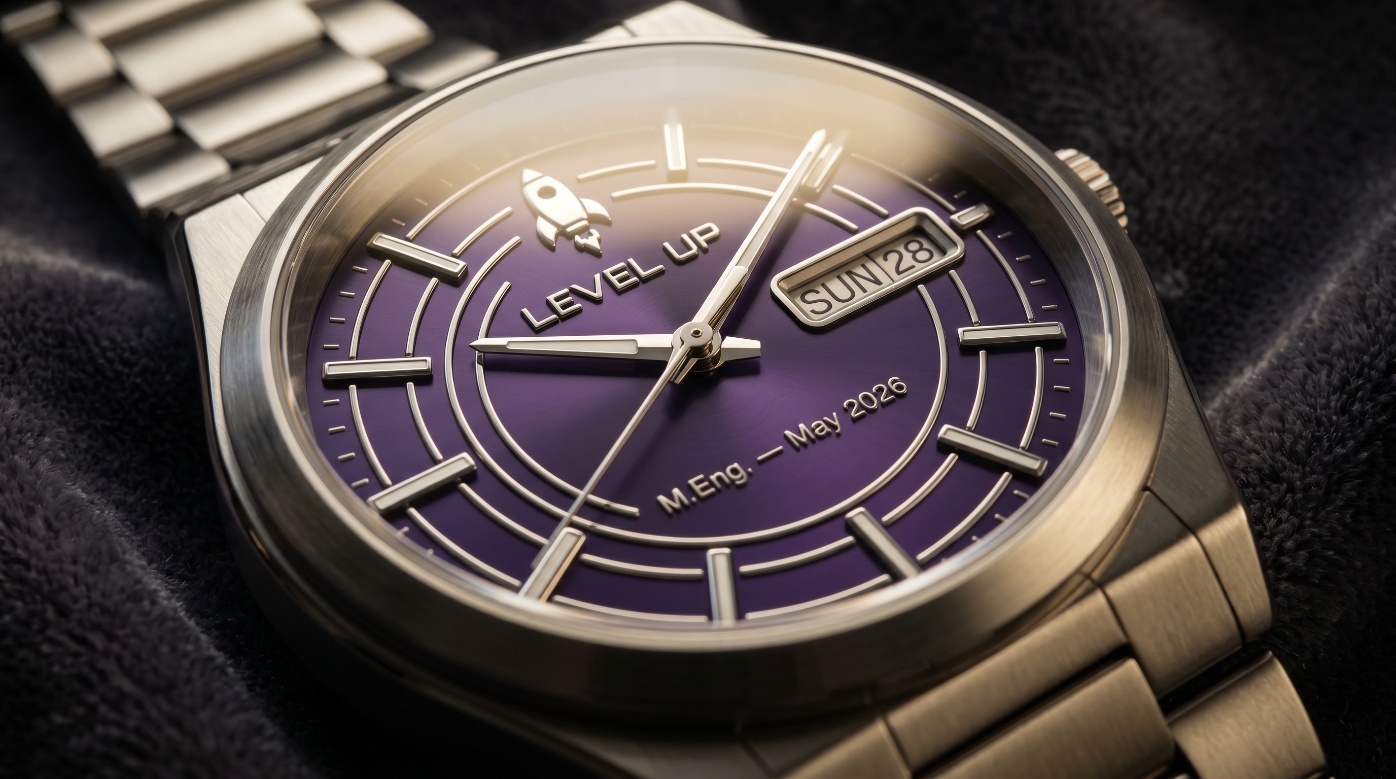 The Next Level — Deep Purple Modern Grad Custom Watch Dial