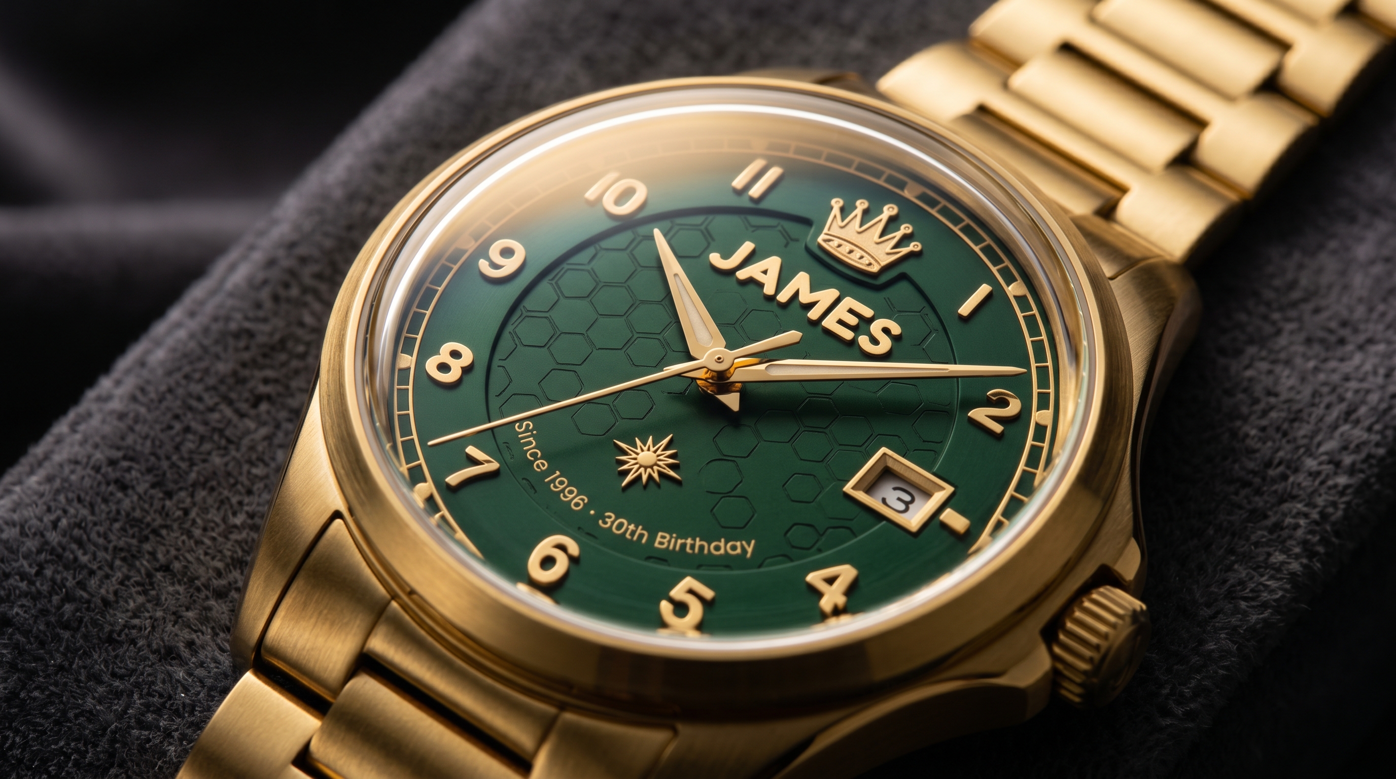 The Birthday Crown — Custom Green Celebration Watch Dial