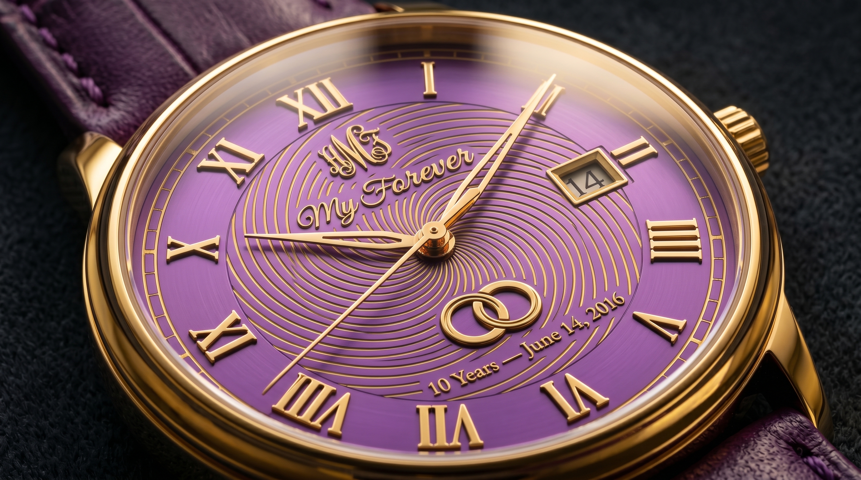 The Forever Mark — Custom Purple Anniversary Watch Dial