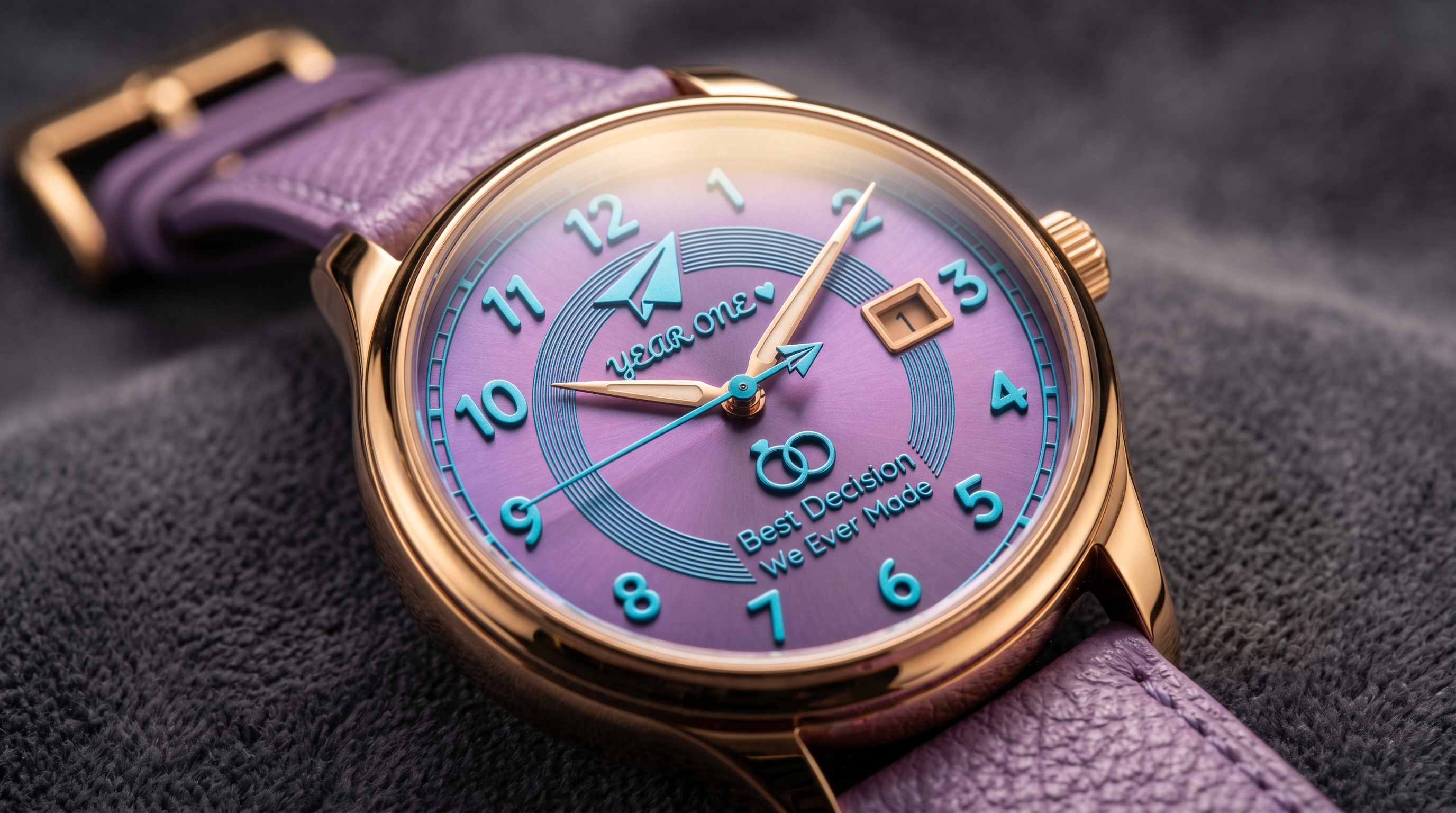 The Amethyst Hour — Luxury Purple Custom First Anniversary Watch Dial