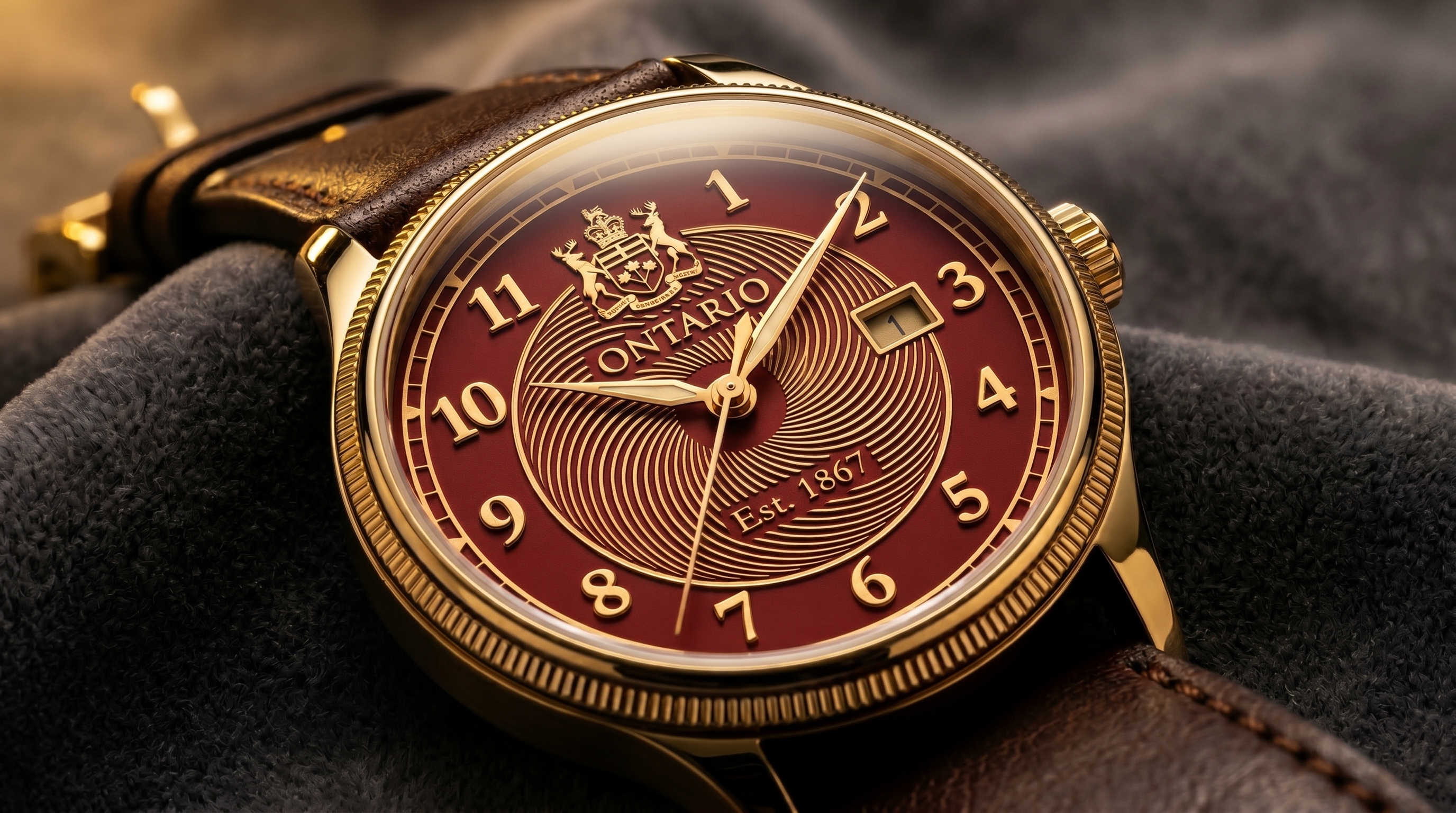 The Northern Compass — Red & Gold Canadian Luxury Watch Dial