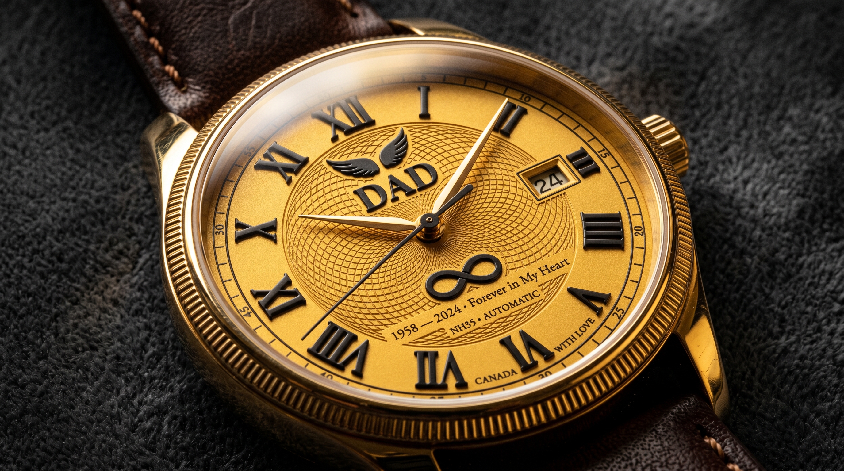 The Golden Memory — Custom Yellow Memorial Watch Dial
