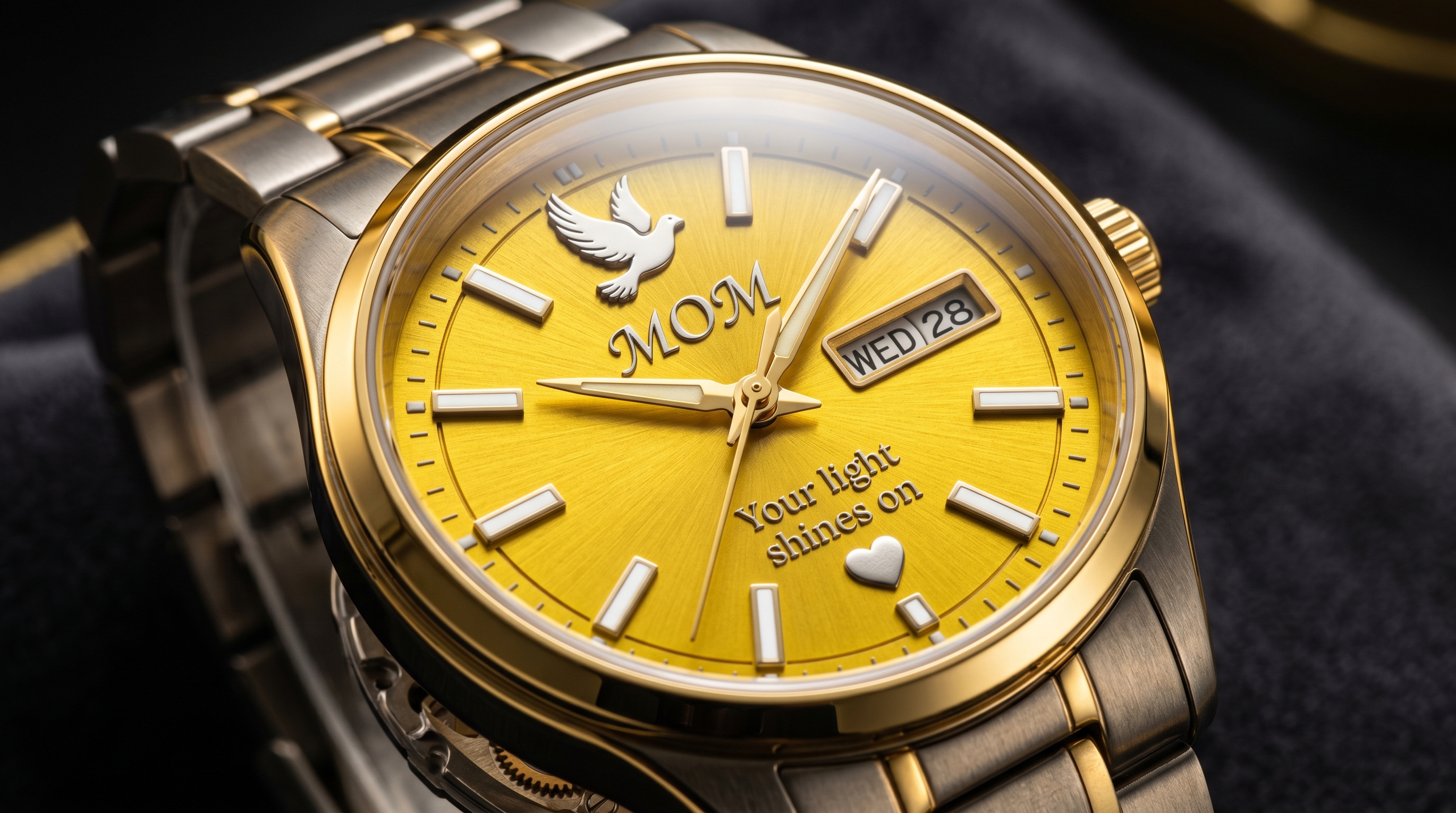 The Sunlit Farewell — Yellow Custom Tribute Watch for Celebrating a Life